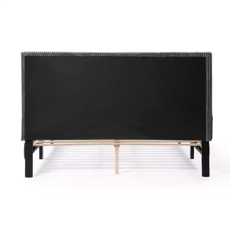 Beckman Queen Platform Bed Corduroy Upholstered with Removable Cover